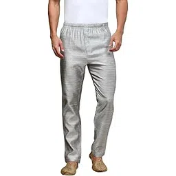 white heart Mens Viscose Blend Salwar Pyjama Pant | Elasticated Waistband with Inner Drawstring, Button Closure, Side Pockets| Regular Fit Ethnic Wear Churidar Pajama (Light Grey - Gold; S)-picture-43