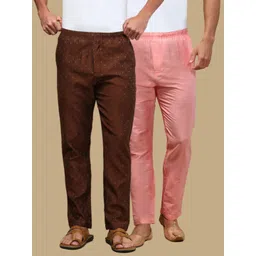 white heart Pack of 2 Mens Cotton Blend Ethnic Wear Ethnic Motifs & Solid Pyjama Men Pyjama-picture-29