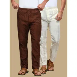 white heart Pack of 2 Mens Cotton Blend Ethnic Wear Ethnic Motifs & Solid Pyjama Men Pyjama-picture-26