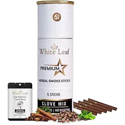White Leaf Premium Herbal Cigarettes 100% Tobacco & Nicotine Free Clove Flavour Pack Of 5 With 20 ML Shot Anit Addiction Mouth Spray(100% Natural Ingredients Clove, Tulsi & Green Tea)-picture-12
