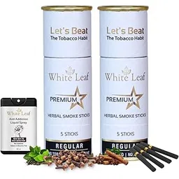 White Leaf Premium Herbal Cigarettes Tobacco and Nicotine Free Regular Flavored Pack Of 10 With 20 ML Anti Addiction Spray (100% Natural Ingredients Clove, Cinnamon, Tulsi & Green Tea)-picture-29
