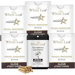 White Leaf Ayurvedic & Herbal Long Filtered Bidi Smoke (Pack of 5 X 20 Bidi Sticks Per Pack)|20 ml Shot Anti Addiction Spray | 100% Nicotine Free, Tobacco Free To (100 Sticks, 1 Shot)-picture-26