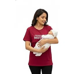 white moon Female's Maternity Wear Night Dresses Mother Cotton for Pregnant Women Gown Baby Feeding Night Dress with Front Zip Breathable Zipper Nighties Pregnancy Stylish Tee (Pack of 1)-picture-20