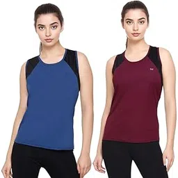 white moon Gym Sleeveless T Shirt for Women, Sports Tank Tops for Women, Yoga Tank, Gym Vest for Women, Gym Workout Wear Women, Combo Polyester Tops for Women (Pack of 2)-picture-17