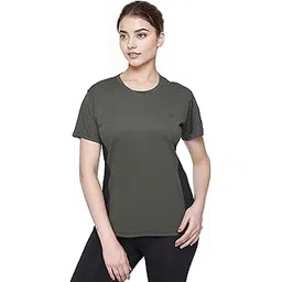 White Moon Women's Polyester Dry Fit Solid Quick Dry Sports Half Sleeve Regular Fit Active Wear Gym Tshirt Round Crew Neck Breathable Side Mesh Panels for Running Workout and Fitness-picture-39