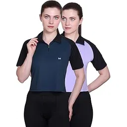 white moon Workout Tops for Woman, Gym Crop Tops Combo– Dry Fit Running Yoga Tops, Quick Dry High Collar Zip Sports Shirts – Gym T Shirt for Women Workout (Pack of 2)-picture-48