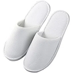 White Pack of 6 Pair Disposable Slippers, Cotton Closed Toe Hotel, Salons, Spa Slippers for Women and Men, Breathable Non-Slip Slippers for Hotel, Guests, Home or Commercial Use-picture-42