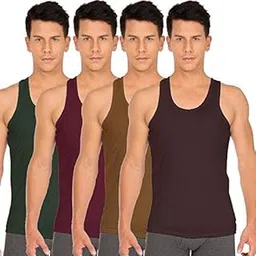 white rose Men's Cotton Vest Combo Pack (Pack of 4) Green, Maroon, Gold, Brown-picture-10