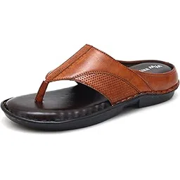 white walkers Men's Black Leather Thong Slide Sandals Chappal Slipper-picture-51
