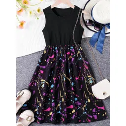 White World Girl's Abstract Print Fit & Flare Maxi Dress-picture-22