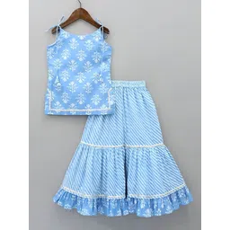 White World Girls Floral Printed Regular Straight Kurti with Sharara-picture-49