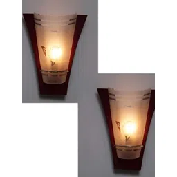 Whiteray Brown 2 Pieces Textured Glass Abstract Shaped Contemporary Wall Lamps-picture-17