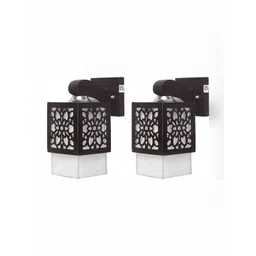 Whiteray Brown 2 Pieces Textured Wood Traditional Rectangle Shaped Wall Lamp-picture-48