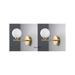 Whiteray Gold-Toned & White 2 Pieces Metal Contemporary Spherical Shaped Wall Lamp-picture-24