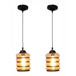 Whiteray Gold-Toned & White 2 Pieces Printed Glass Quirky Ceiling Lamp-picture-27