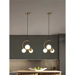 Whiteray Gold Toned & White 2 Pieces Spherical Shaped Metal Ceiling Lamps-picture-26