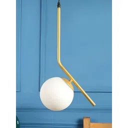 Whiteray Gold-Toned & White Contemporary Spherical Ceiling Lamp-picture-30