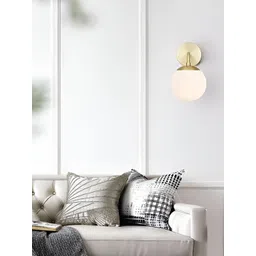 Whiteray Gold-Toned & White Metal Traditional Spherical Shaped Wall Lamp image 4