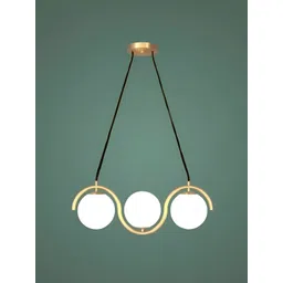 Whiteray Gold-Toned & White Textured Contemporary Spherical Ceiling Lamp-picture-36