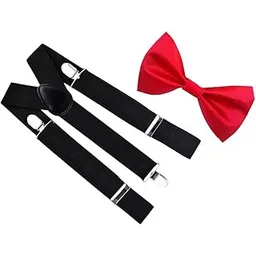 wholesome deal men's black suspender with red neck bow tie(combo)(lawrq006)-picture-10