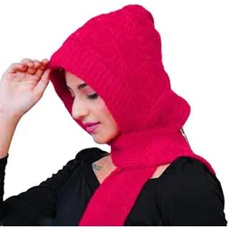 whyme Winter Outer Woolen Inner Fur Noori Cap with Attached Stole for Women-picture-35