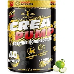 WILD BUCK Crea Pump Pure Creatine Zero Sugar Zero Carbs Zero Calories Monohydrate Powder (40 Servings, Green Apple)-picture-10