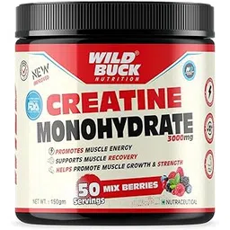 WILD BUCK Creatine Monohydrate Powder,Strength,Reduce Fatigue,100% Pure Creatine,Lean Muscle Building,Supports Muscle Growth,Athletic Performance,Recovery [50 Servings,Mix Berries],1 Count-picture-15