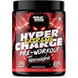 Wild Buck Hyper Charge Extreme Pre-Workout with Nitrosigine® – High Stim Energy, Pump, Strength & Focus | Energy Drink with– Beta-Alanine, L-Citrulline, Creatine, Caffeine, L-Theanine – Nitric Oxide Booster | Physical Performance for Gym or Sports [225g - 25 Servings, Strawberry Mango]-picture-17