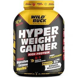 WILD BUCK Hyper Weight Gainer, High Protein Muscle Mass & Weight Gainer With L-Glutamine & Digestive Enzymes|Post-Workout Protein Powder For Muscle Gain, 1 count, 75 servings-picture-21