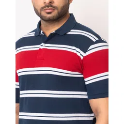 WILD COPS Men Striped Polo Collar T-shirt image 2