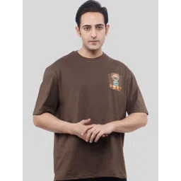 WILD ELEPHANT Men Graphic Printed Round Neck Cotton Oversized T-shirt-image-31