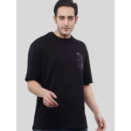 WILD ELEPHANT Men Graphic Printed Round Neck Cotton Oversized T-shirt-image-32