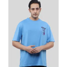 WILD ELEPHANT Men Graphic Printed Round Neck Cotton Oversized T-shirt-image-34