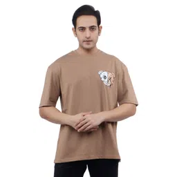 WILD ELEPHANT Men Graphic Printed Round Neck Cotton Oversized T-shirt-image-16