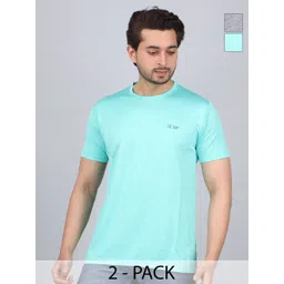 WILD ELEPHANT Men Pack of 2 Solid Round Neck T-shirts-image-12