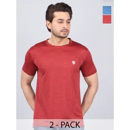 WILD ELEPHANT Men Pack Of 2 Solid Round Neck T-shirts-image-13