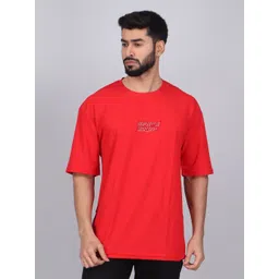 WILD ELEPHANT Men Printed Drop-Shoulder Sleeves Applique T-shirt-image-4