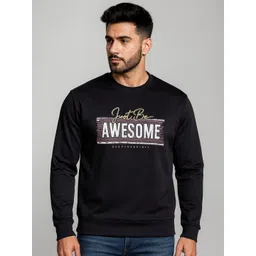 WILD ELEPHANT Men Printed Round Neck Pullover Sports Sweatshirt-image-2