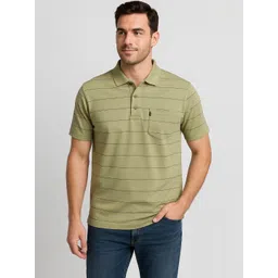 WILD ELEPHANT Men Striped Polo Collar Pockets T-shirt-image-6