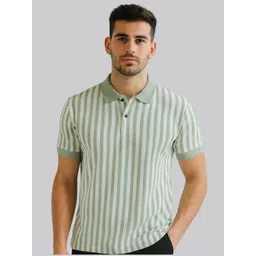 WILD ELEPHANT Men Striped Polo Collar Slim Fit T-shirt-picture-30