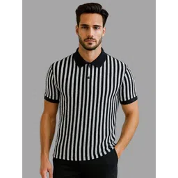 WILD ELEPHANT Men Striped Polo Collar T-shirt-picture-36