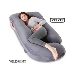 WILD MINT Grey Fibre Filled Faux Velvet Sleep Pillow-picture-30