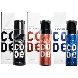 WILD STONE CODE Chrome, Copper And Titanium Body Perfume Spray For Men, Pack Of 3 (150Ml Each)-picture-33