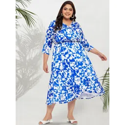wild U Plus Size Floral Printed Wrap Midi Dress-picture-31