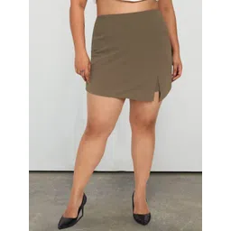wild U Plus Size Straight Mini Skort With Side Slit image 1