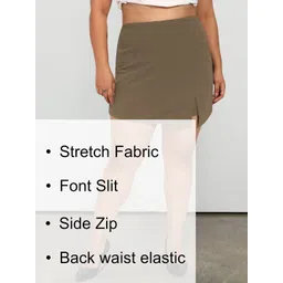 wild U Plus Size Straight Mini Skort With Side Slit image 5