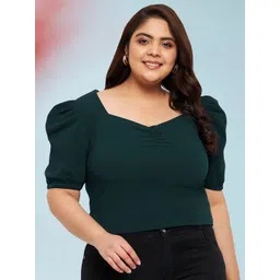 wild U Plus Size Sweetheart Neck Puff Sleeves Regular Top-picture-38