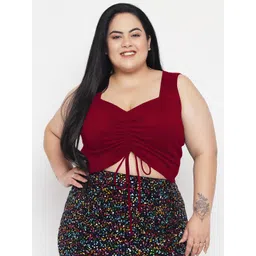 wild U Plus Size Women Red Sweetheart Neck Crop Top-picture-33