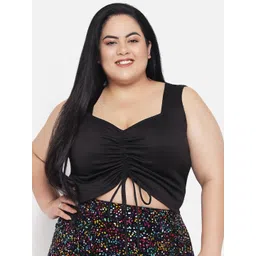 wild U Women Plus Size Black Sweetheart Neck Crop Top-picture-20