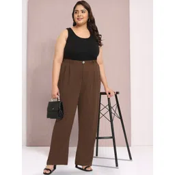wild U Women Smart Straight Fit High-Rise Wrinkle Free Plus Size Pleated Trousers-picture-19